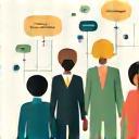 Groep diverse mensen die met elkaar communiceren, symbool voor community building