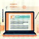 Laptop met artikel en pennen die schrijven voor content publicatie